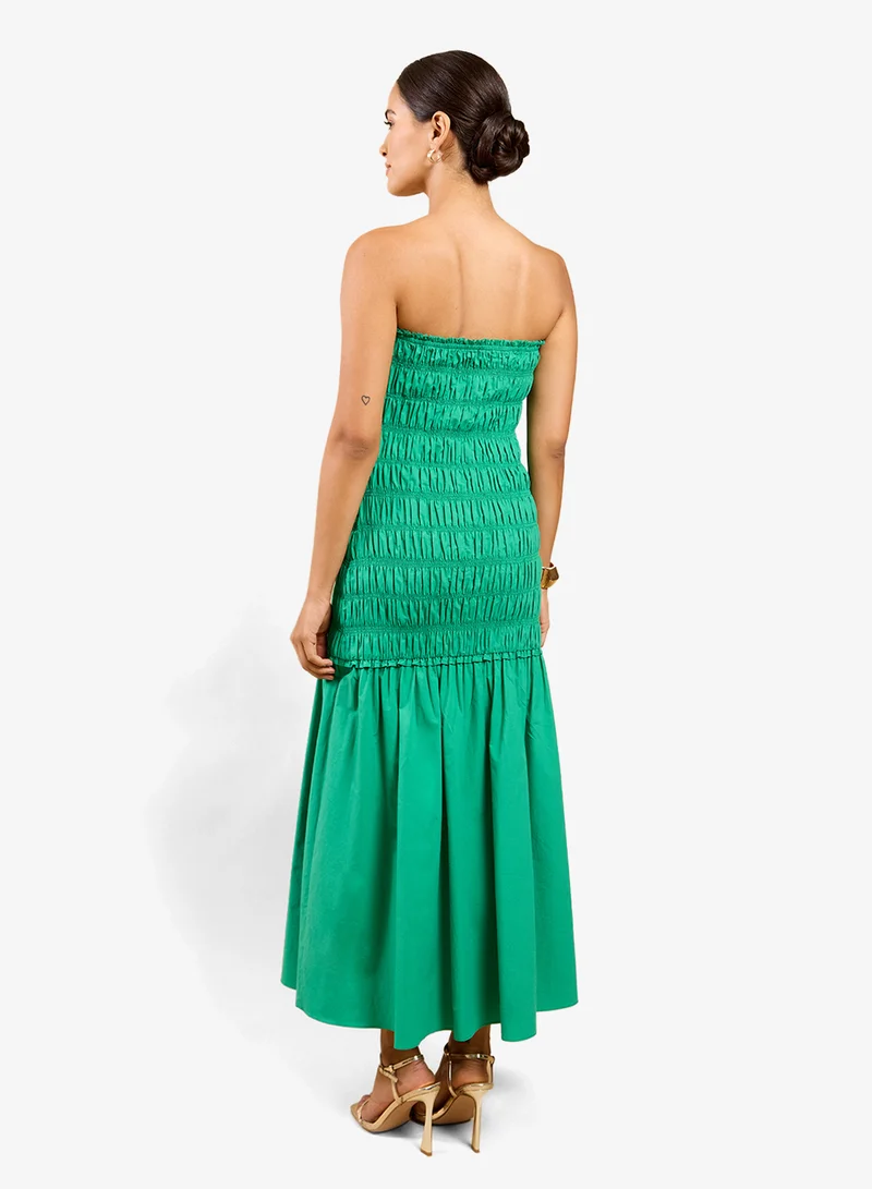 ليتل مسترس فستان ماكسي بدون حمالات أخضر